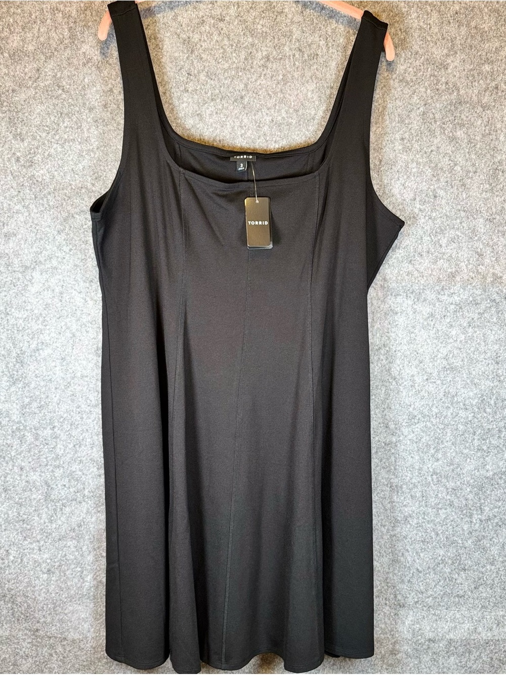 Torrid Black Ponte Tank Mini Dress 3X NWT Square Neck Flare 22-24